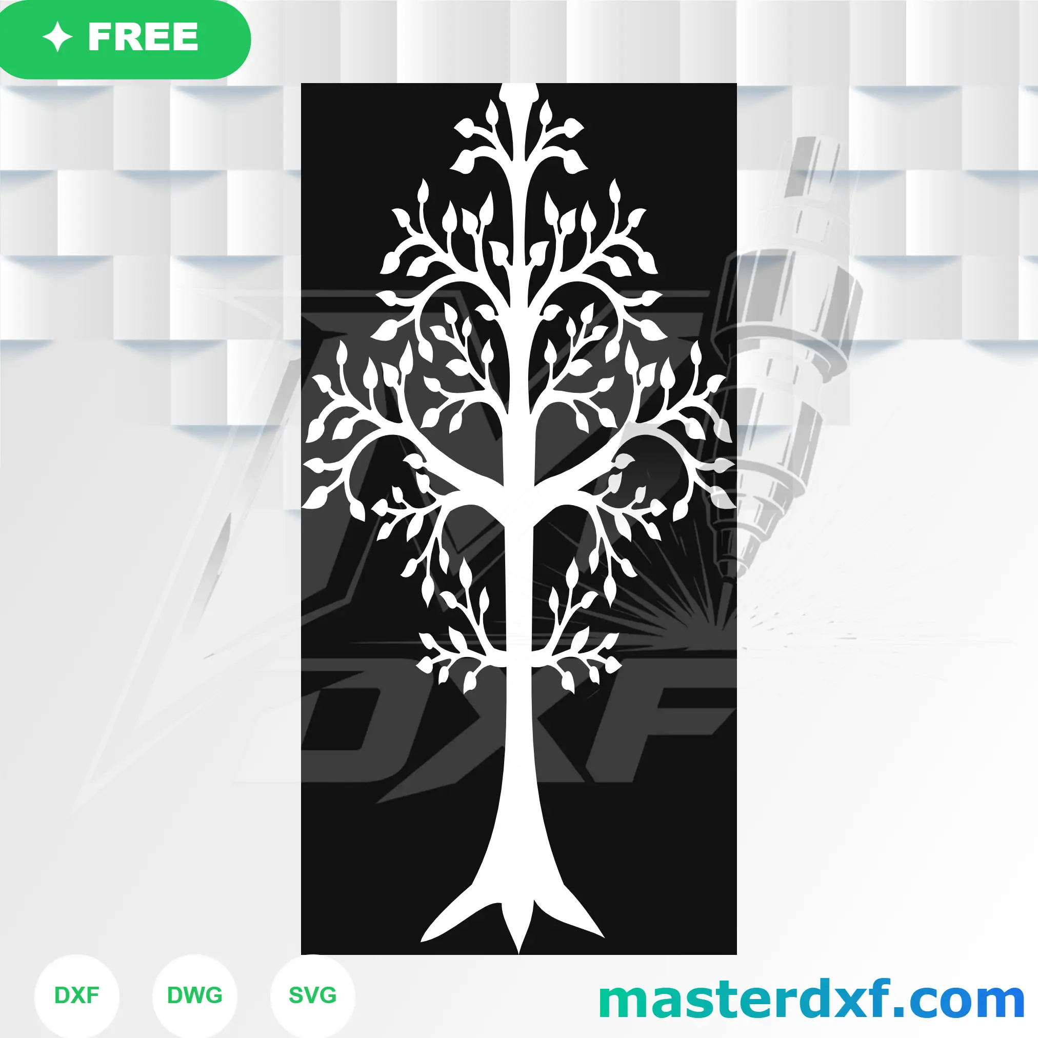 Solid Tree Silhouette DXF Panel for Nature-Themed Doors DXF File